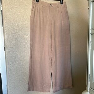 Wide-Leg Linen Blend Trousers
